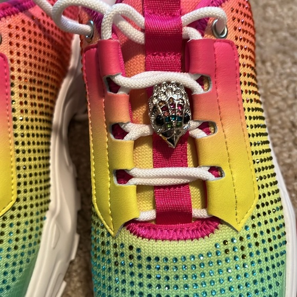 Kurt Geiger rhinestone rainbow lace up pink green yellow orange sneaker 36 - Picture 4 of 8